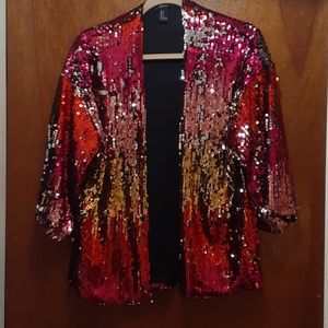 Sequin 3/4 sleeve blazer